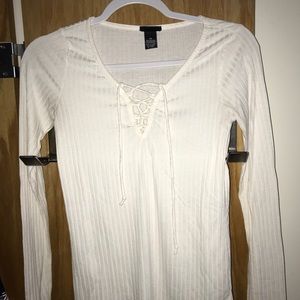 Long Sleeve Lace Up Top
